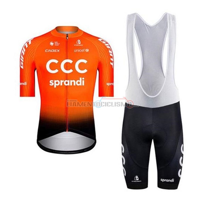 Abbigliamento Ciclismo CCC Sprandi Manica Corta 2020 Arancione Nero